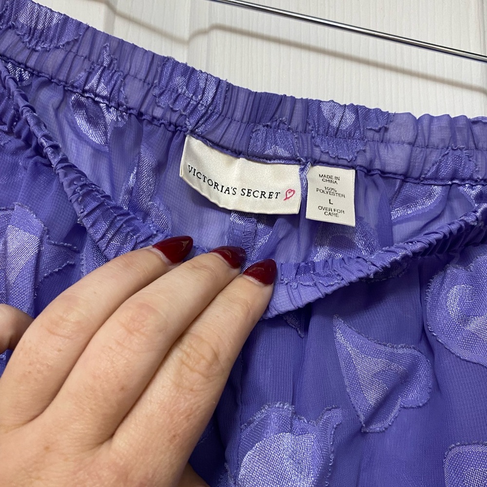 Vintage Victoria’s Secret purple heart, sheer, long sleeve top and shorts Y2K - Picture 8 of 9